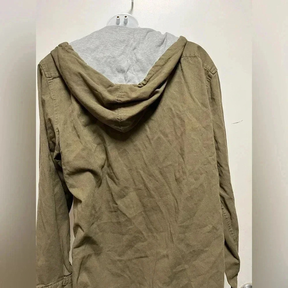 Molokai Surf Co shirt jacket men sz XL Hooded Button Up Olive Green 100% Cotton - Picture 3 of 4
